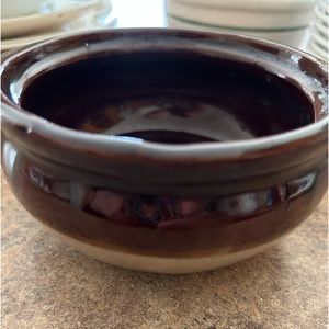 Western Stoneware Monmouth Pottery bowl maple leaf emblem on the bottom 1920s
